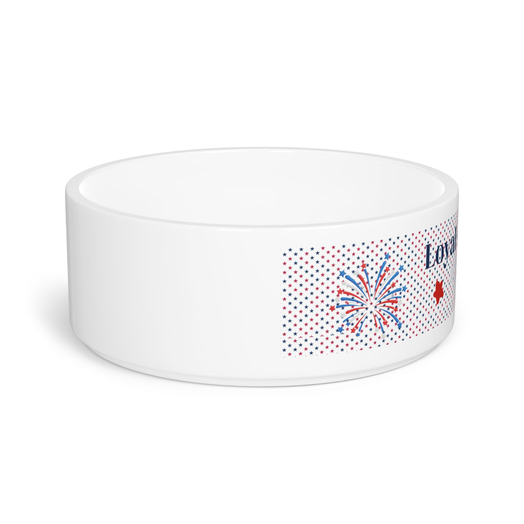 Pet Bowl — "Loyal Since 1776" Patriotic Dog & Cat Bowl (Red, White & Blue Fireworks)