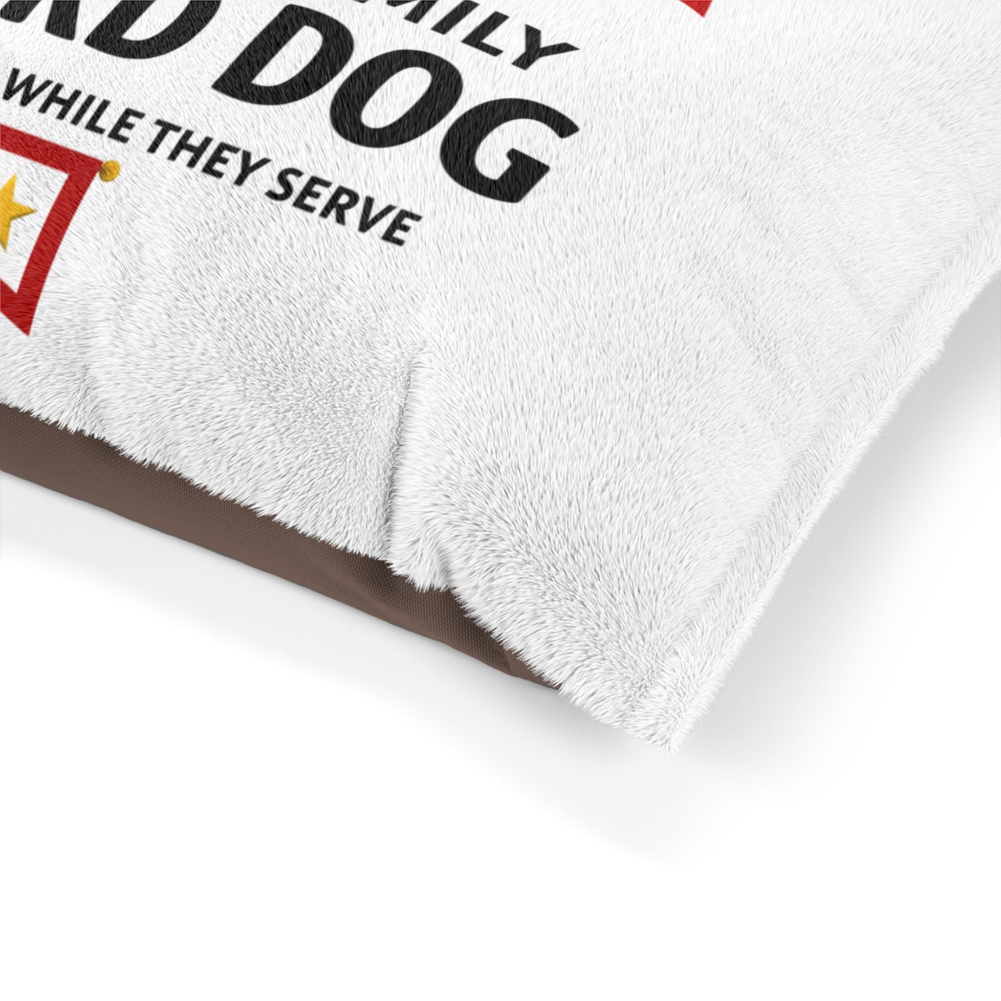 Military Family Guard Dog Pet Bed – "Protecting While They Serve" Patriotic Dog Bed