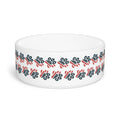 Floral Paw Print Ceramic Pet Bowl — Stylish Dog & Cat Food/Water Dish