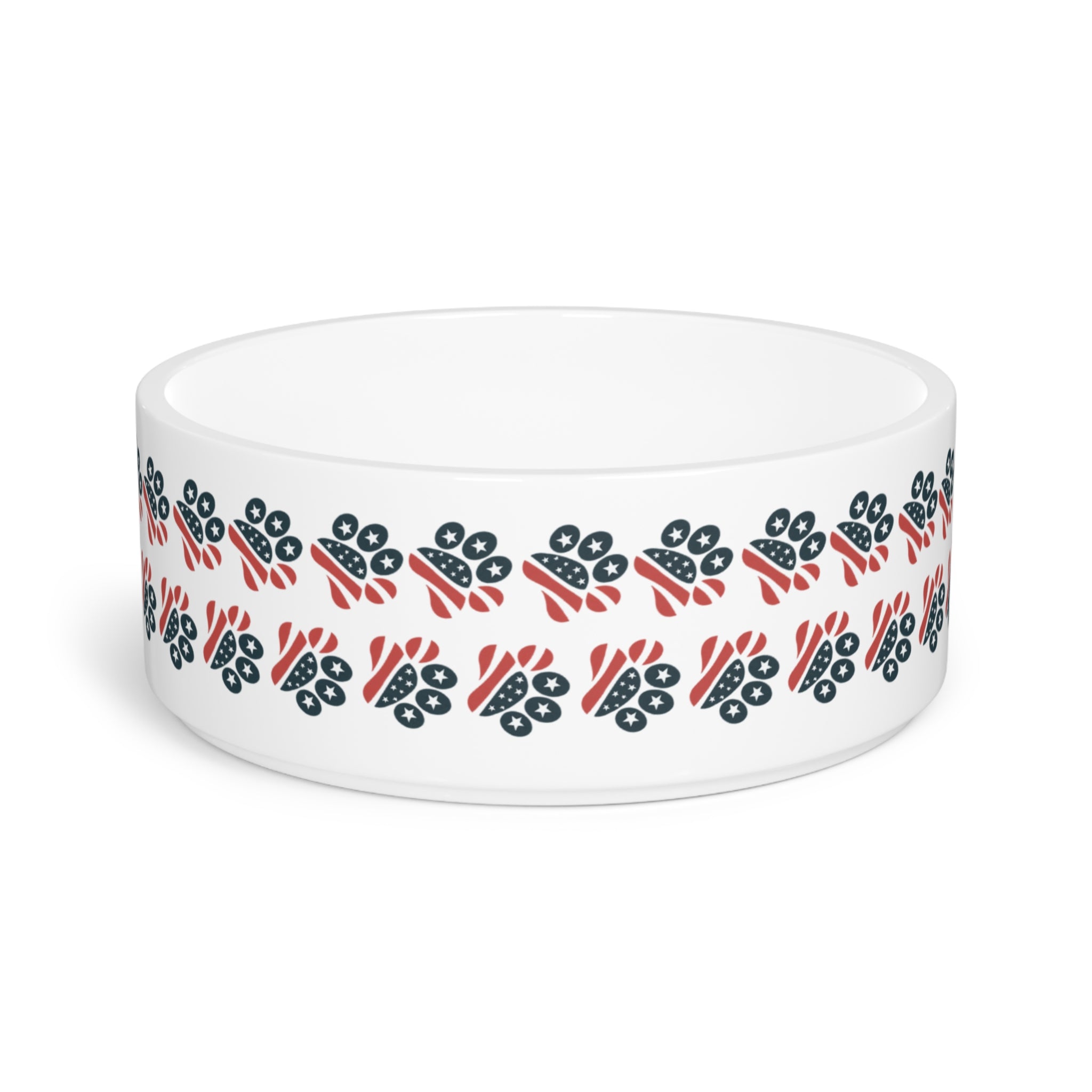 Floral Paw Print Ceramic Pet Bowl — Stylish Dog & Cat Food/Water Dish