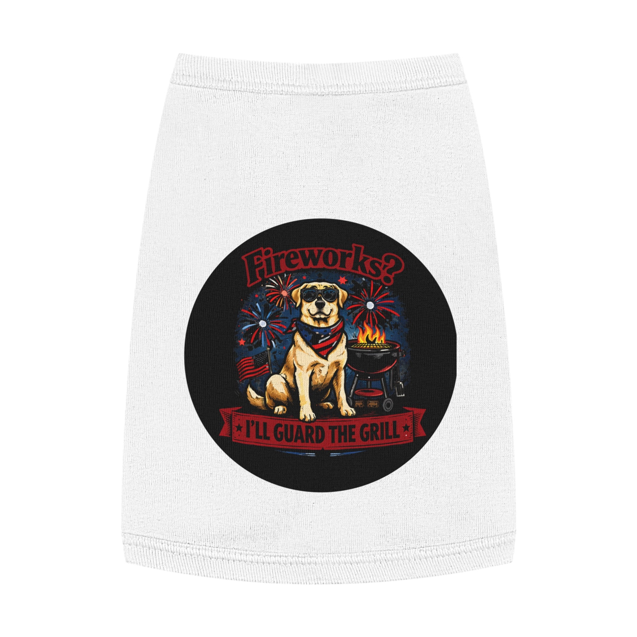 Fourth of July Pet Tank — "Fireworks? I'll Guard The Grill" Dog Shirt