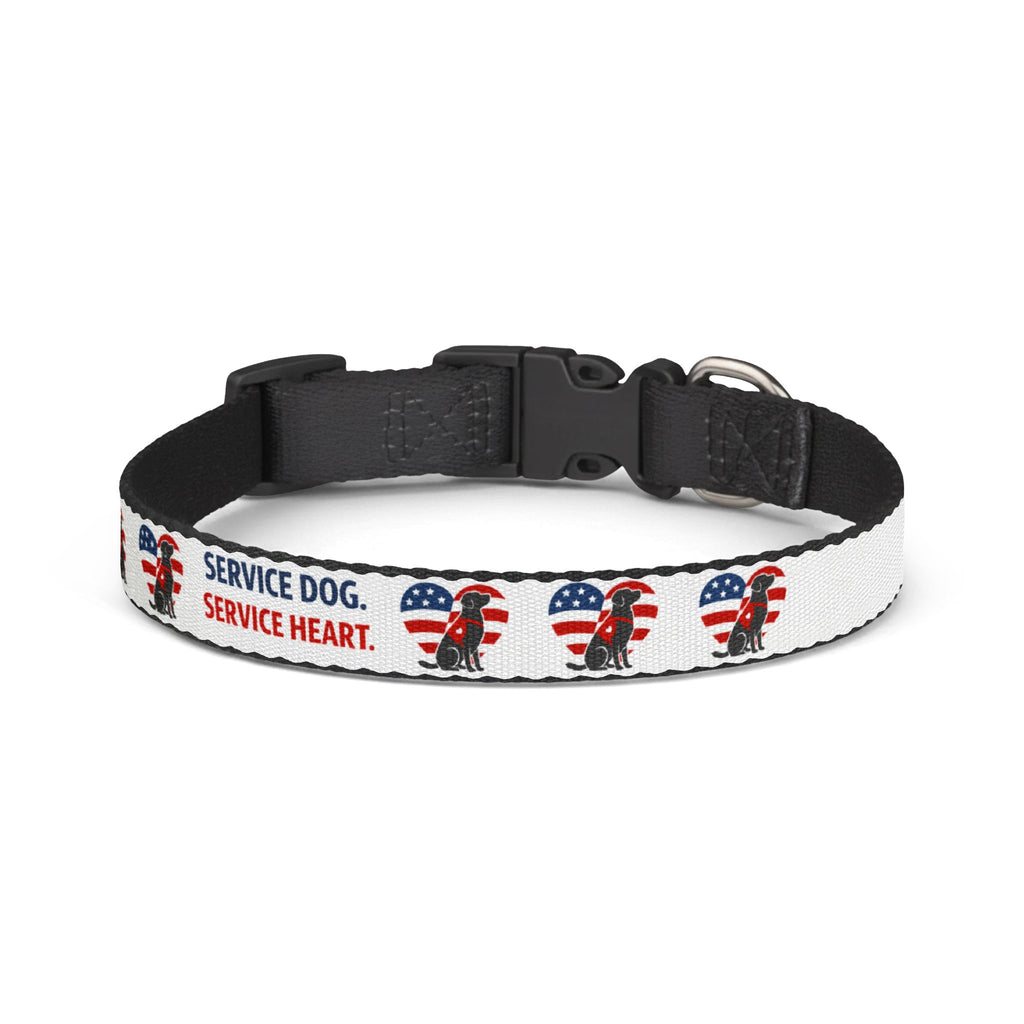 Service Dog Clip-On Collar — Patriotic "Service Dog. Service Heart." Design