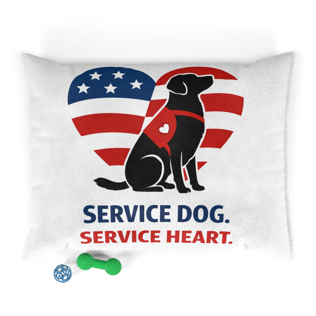 Service Dog Pet Bed — American Flag Heart Design, "Service Dog. Service Heart."