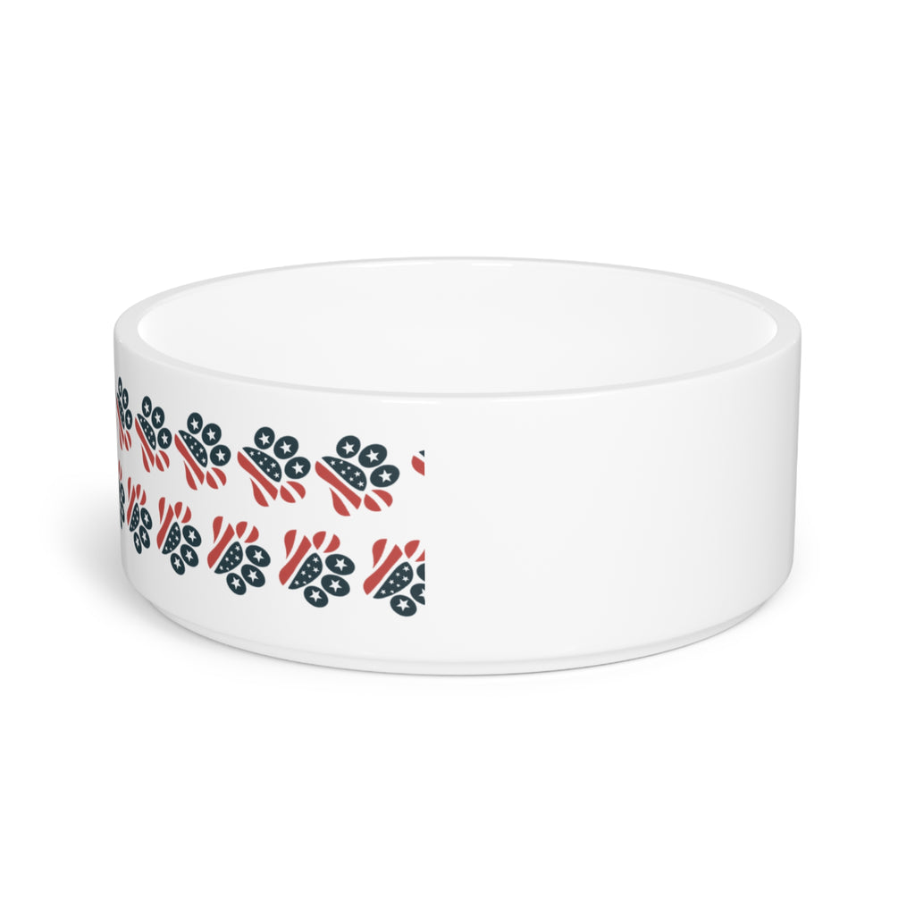 Floral Paw Print Ceramic Pet Bowl — Stylish Dog & Cat Food/Water Dish