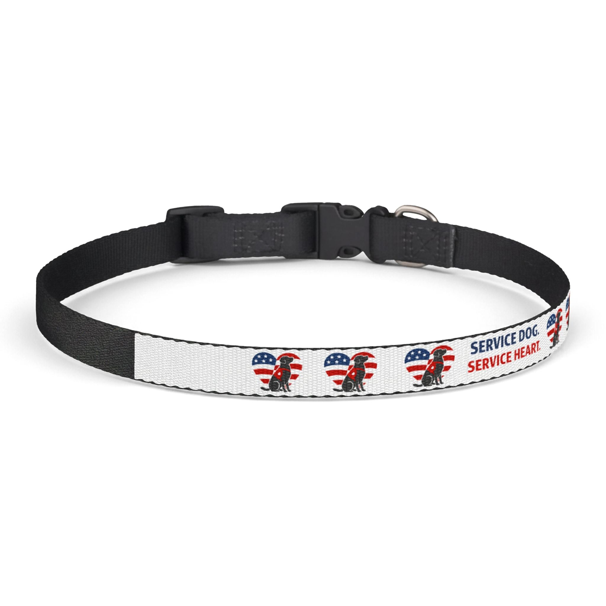 Service Dog Clip-On Collar — Patriotic "Service Dog. Service Heart." Design
